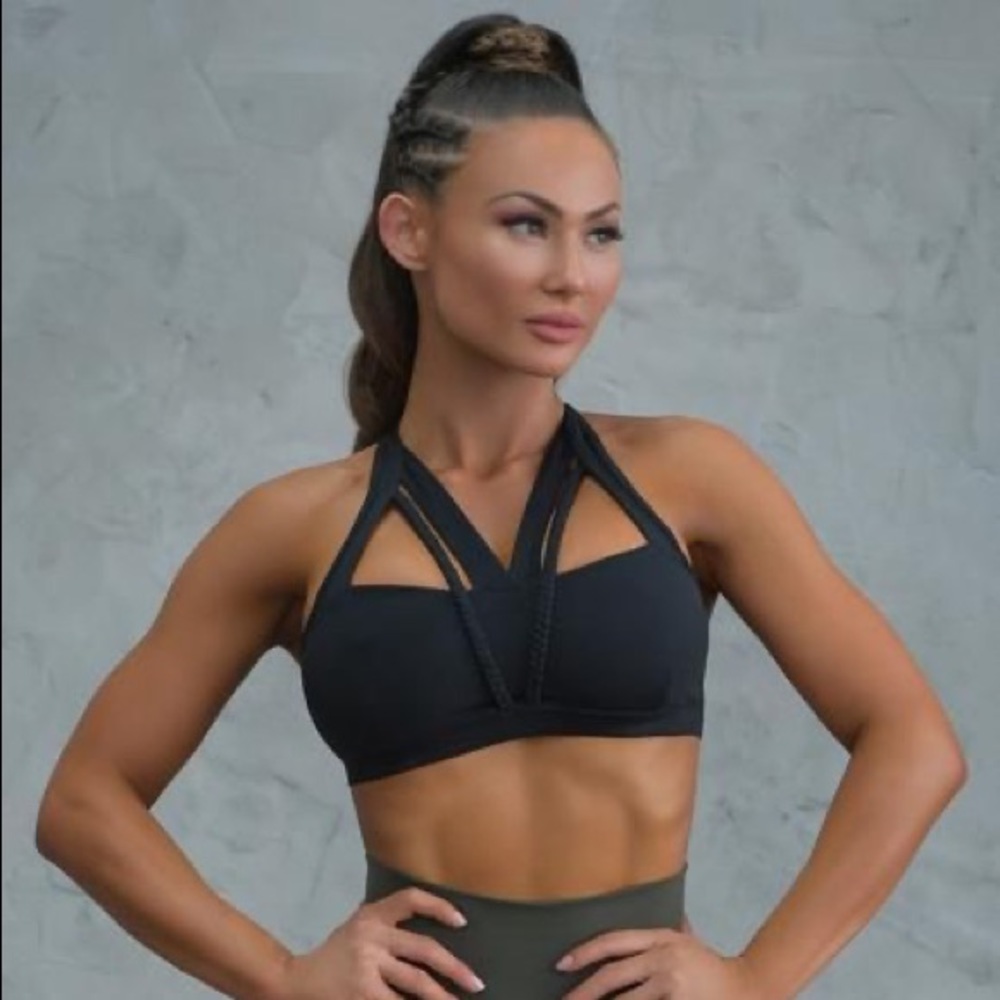 Bombshellsportswear Black rare sports bra braided M bombshell